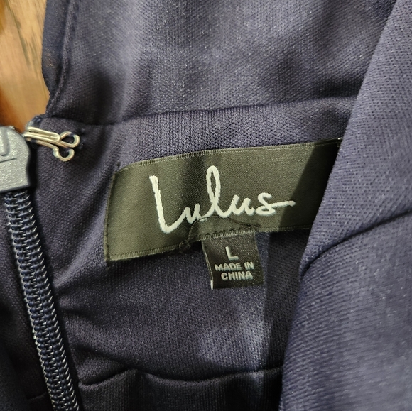 Lulu's Heavenly Hues Navy Blue Double V-Neck Maxi Dress, Size Large - Picture 13 of 14